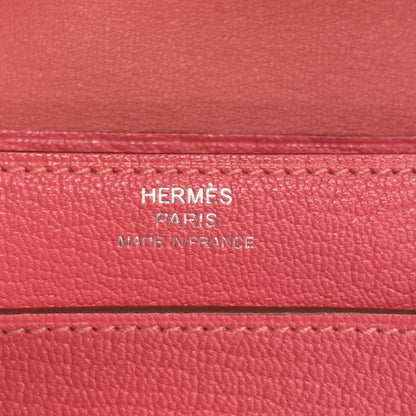 Hermes Wallet Portfolio Chevre Misor Rose Silver Hardware D Engraved Ladies