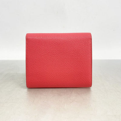 Hermes Wallet Portfolio Chevre Misor Rose Silver Hardware D Engraved Ladies