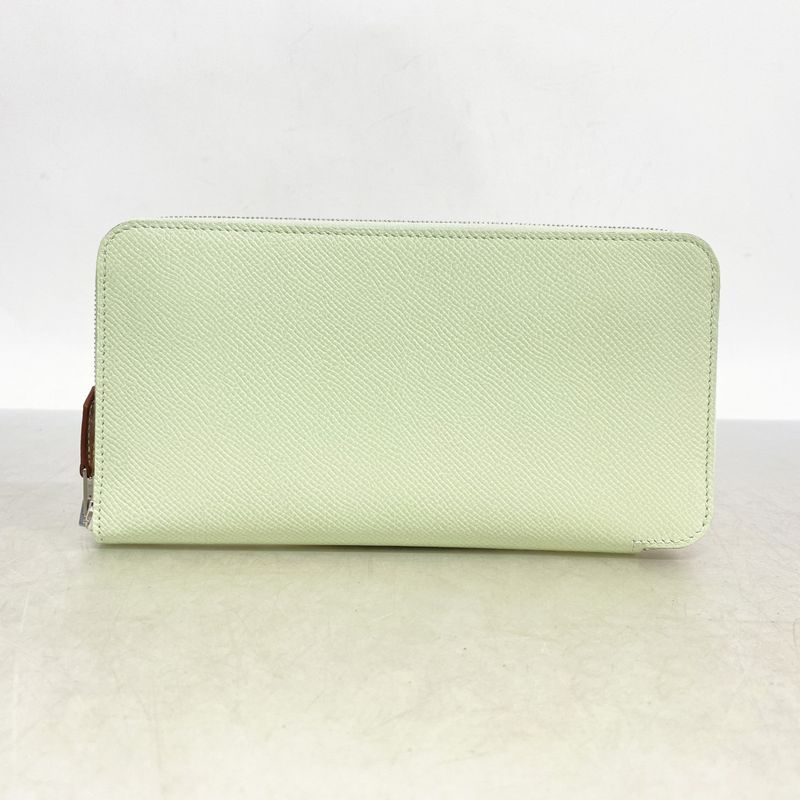 Hermes Long Wallet Azap Long Silk-in Vaux Epson Vert Peppermint Silver Hardware