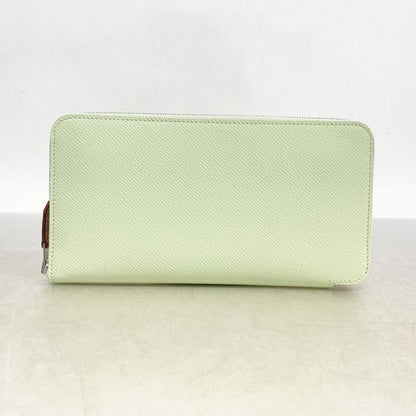 Hermes Long Wallet Azap Long Silk-in Vaux Epson Vert Peppermint Silver Hardware