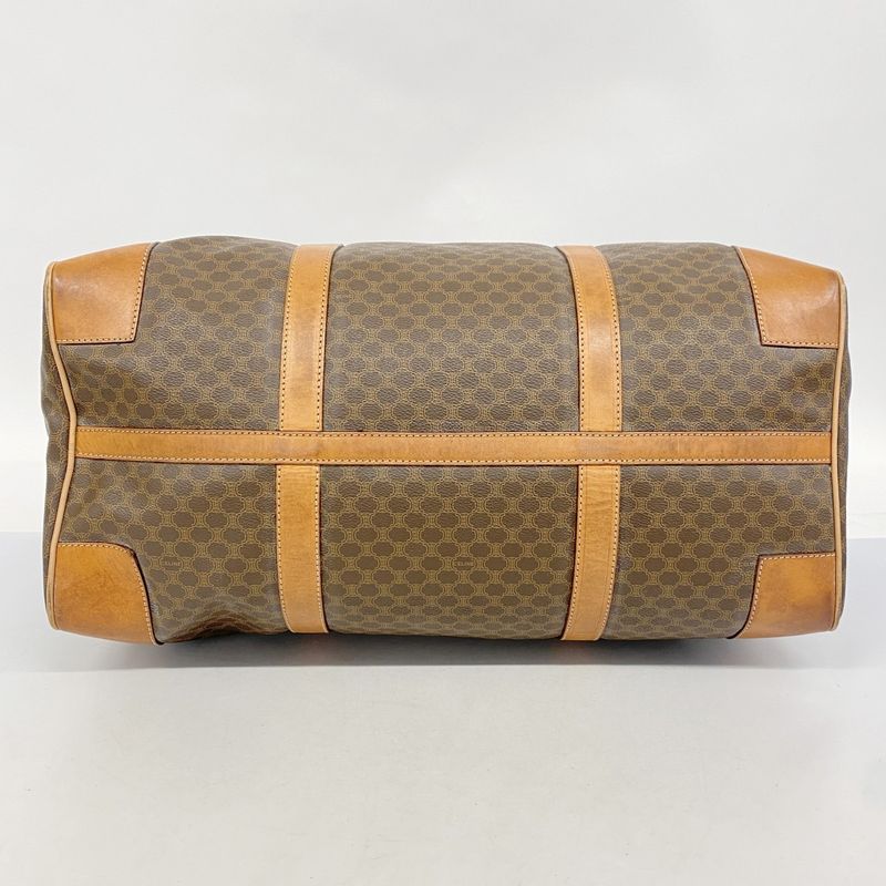 Celine Boston Bag Macadam PVC Brown Gold Hardware Women's