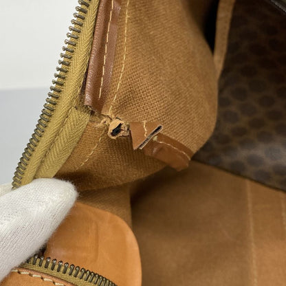 Celine Boston Bag Macadam PVC Brown Gold Hardware Women's