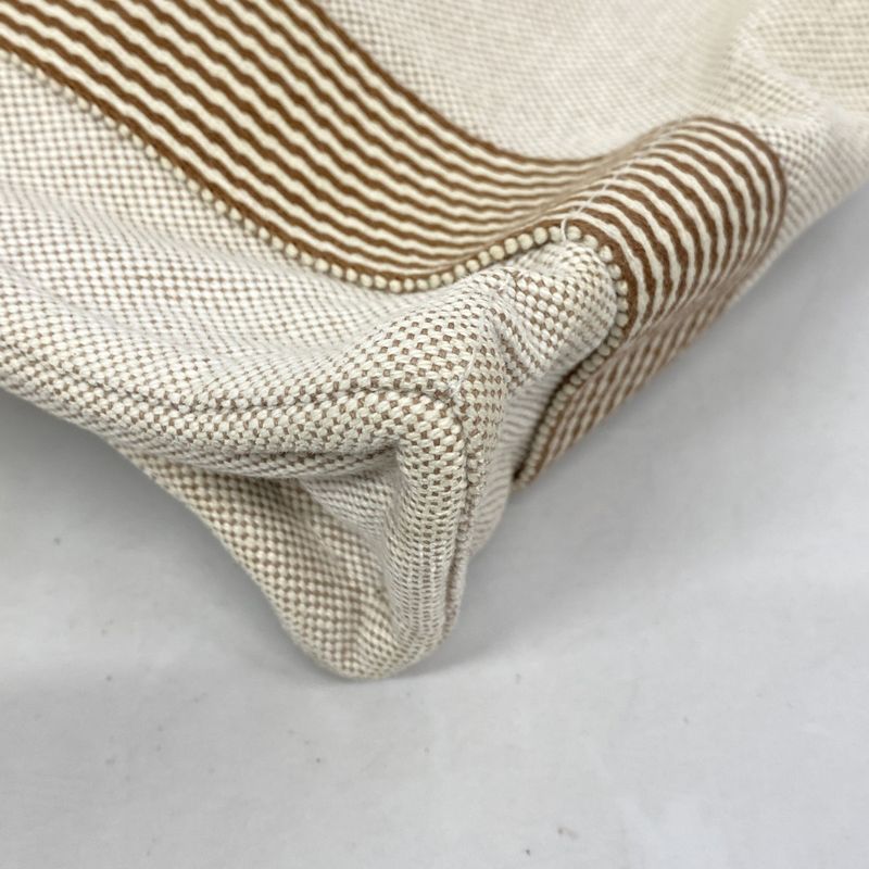 Hermes Shoulder Bag New Fourre Tout Basas PM Canvas Beige Brown Silver Hardware