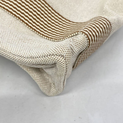 Hermes Shoulder Bag New Fourre Tout Basas PM Canvas Beige Brown Silver Hardware