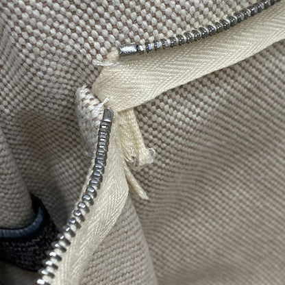 Hermes Shoulder Bag New Fourre Tout Basas PM Canvas Beige Brown Silver Hardware