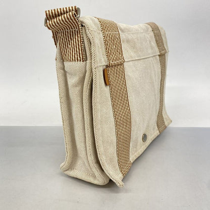 Hermes Shoulder Bag New Fourre Tout Basas PM Canvas Beige Brown Silver Hardware
