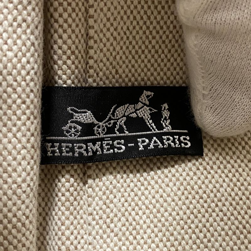 Hermes Shoulder Bag New Fourre Tout Basas PM Canvas Beige Brown Silver Hardware