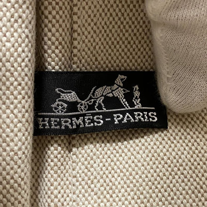 Hermes Shoulder Bag New Fourre Tout Basas PM Canvas Beige Brown Silver Hardware