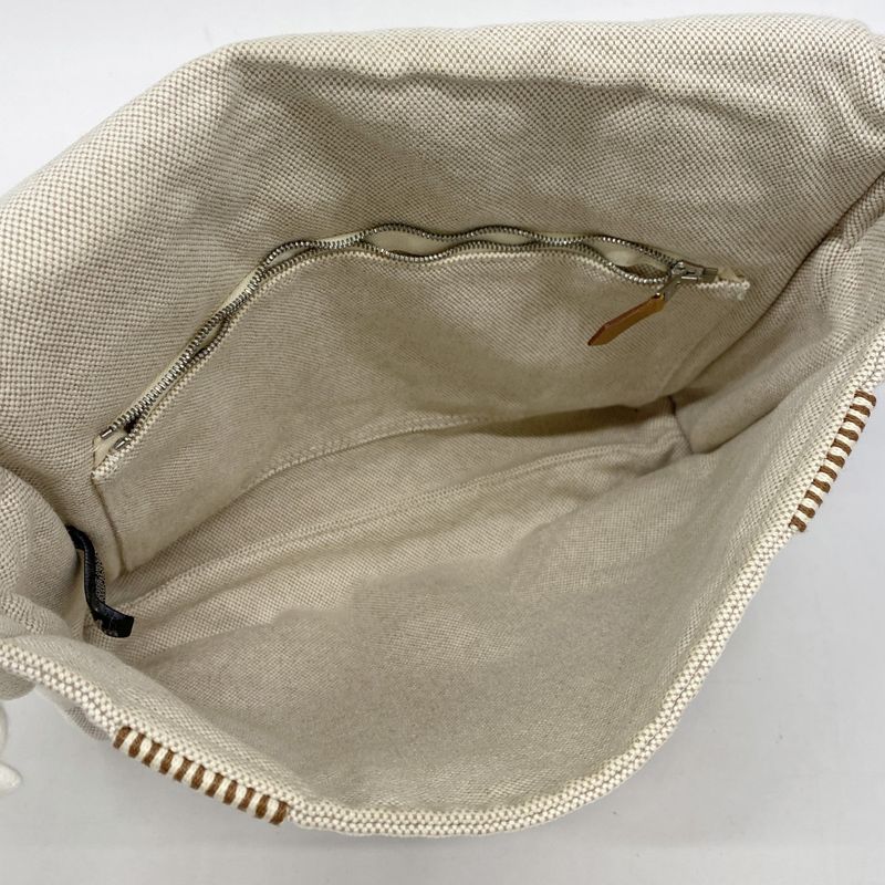 Hermes Shoulder Bag New Fourre Tout Basas PM Canvas Beige Brown Silver Hardware