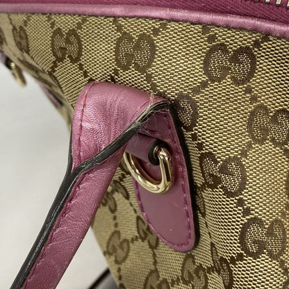 Gucci Tote Bag GG Canvas 269957 Canvas Brown Pink Chien Pan Gold Hardware 2way