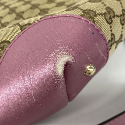 Gucci Tote Bag GG Canvas 269957 Canvas Brown Pink Chien Pan Gold Hardware 2way