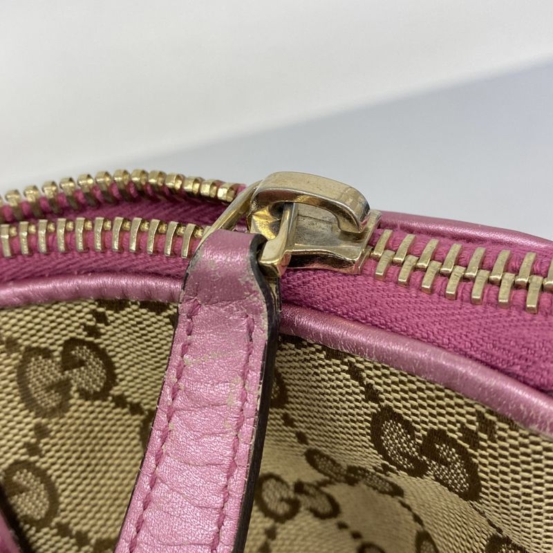 Gucci Tote Bag GG Canvas 269957 Canvas Brown Pink Chien Pan Gold Hardware 2way