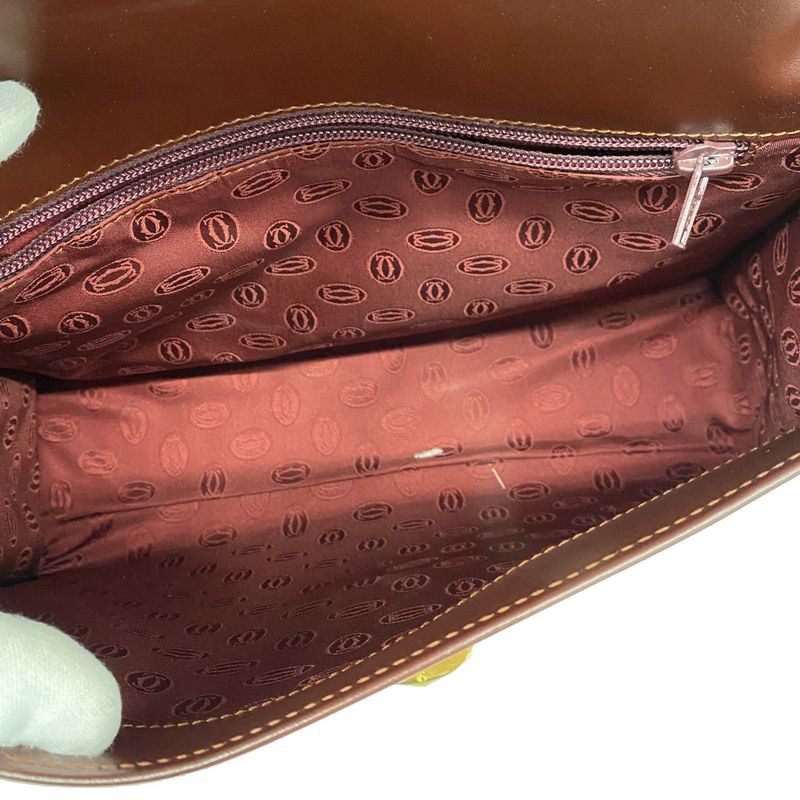 Cartier Handbag Must Leather Bordeaux Gold Hardware Women