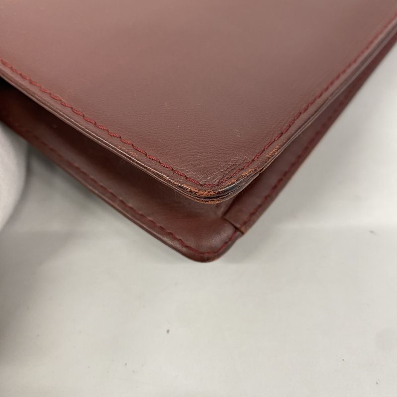 Cartier Clutch Bag Must Leather Bordeaux Gold Hardware Men Women Unisex