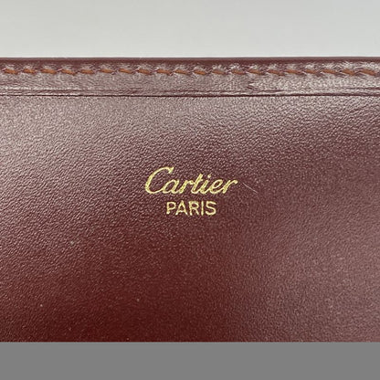 Cartier Trifold Long Wallet Must Leather Bordeaux Gold Hardware Ladies