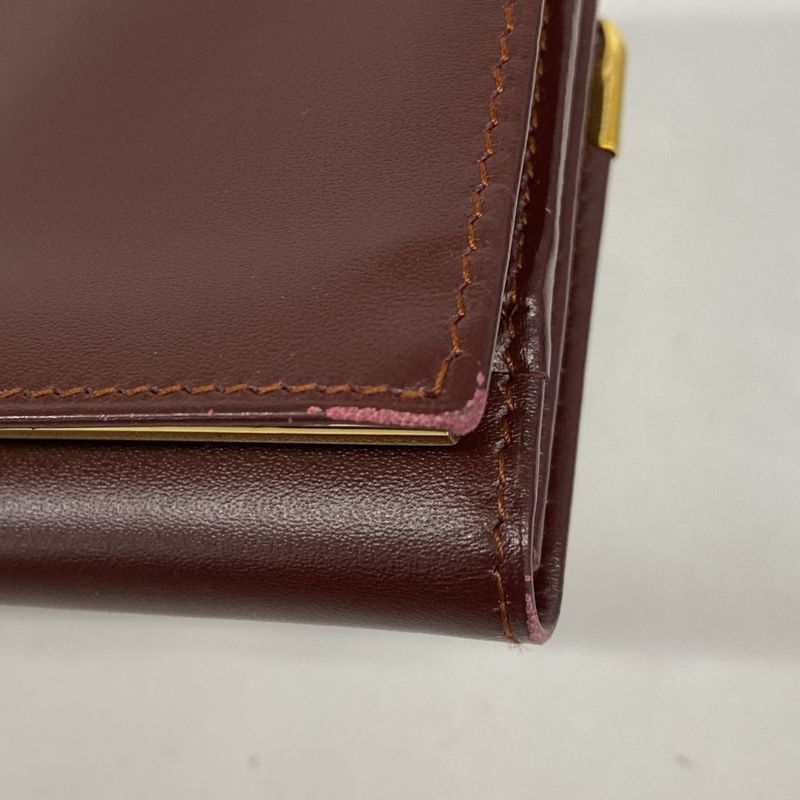 Cartier Trifold Long Wallet Must Leather Bordeaux Gold Hardware Ladies