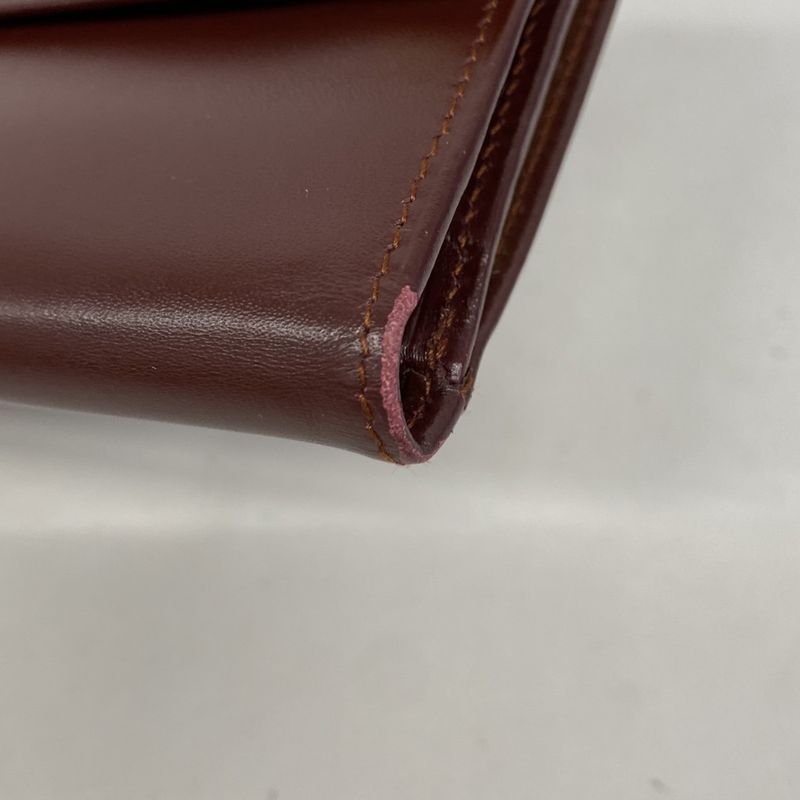 Cartier Trifold Long Wallet Must Leather Bordeaux Gold Hardware Ladies