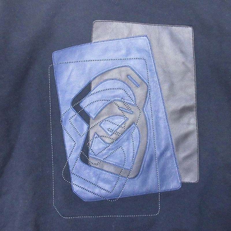 23AW Hermes Etriers Decales Armor Decaled Teal Leather Patch Hoodie Parka