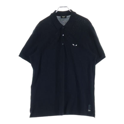 Fendi Monster Embroidery Pique Short Sleeve Polo Shirt Black Fy0985 A876