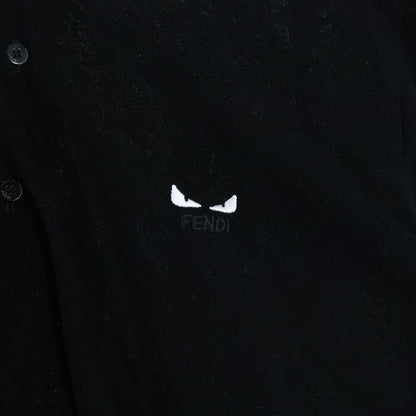 Fendi Monster Embroidery Pique Short Sleeve Polo Shirt Black Fy0985 A876