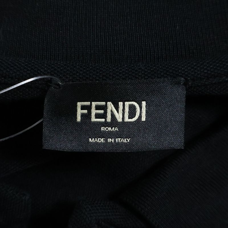 Fendi Monster Embroidery Pique Short Sleeve Polo Shirt Black Fy0985 A876