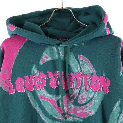 Louis Vuitton 23 AW Graphic Logo Jacquard Pullover Hoodie Green Pink