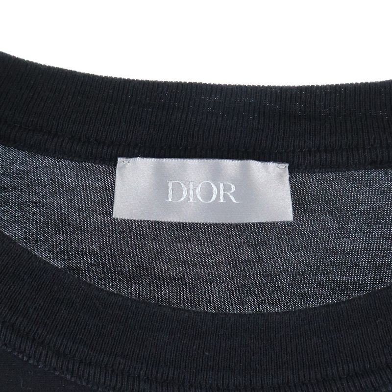 DIOR 21SS Atelier Logo Print Crew Neck Short Sleeve T-shirt Cut And Sewn Black