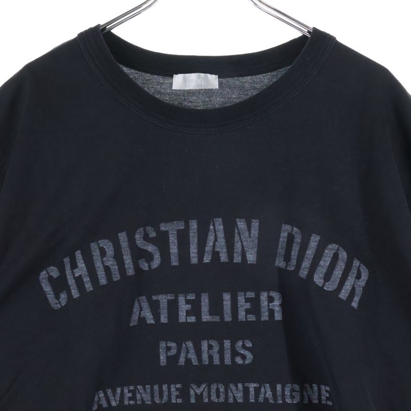 DIOR 21SS Atelier Logo Print Crew Neck Short Sleeve T-shirt Cut And Sewn Black