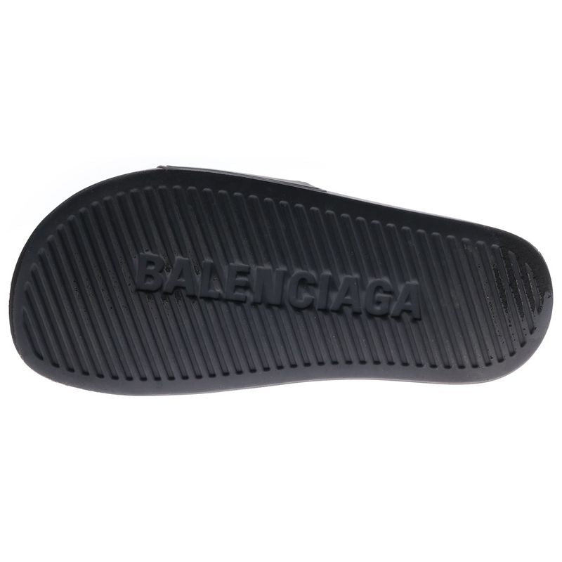 Balenciaga POOL Slides Pool Slide Rubber Logo Flat Shower Sandals Black Women's
