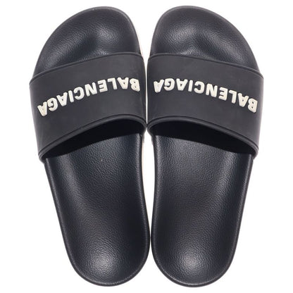 Balenciaga POOL Slides Pool Slide Rubber Logo Flat Shower Sandals Black Women's