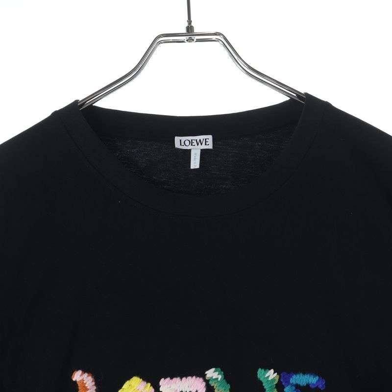 Loewe Multicolor Logo Embroidery Crew Neck Short Sleeve T-shirt Cut And Sewn