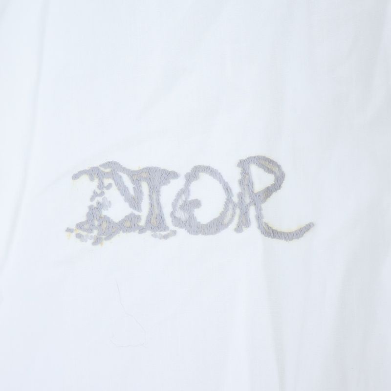 DIOR ×peter Doig Logo Embroidery Hiyoku Button Long Sleeve Shirt White 143c595b1