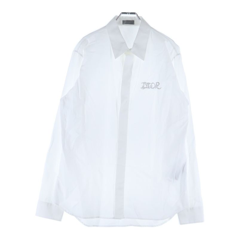DIOR ×peter Doig Logo Embroidery Hiyoku Button Long Sleeve Shirt White 143c595b1