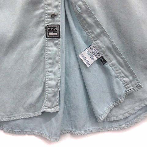 Versace Jeans Versace Jeans Couture Medusa Metal Button Pinstripe Long Sleeve