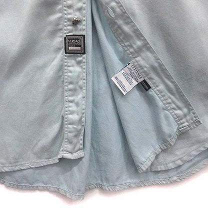 Versace Jeans Versace Jeans Couture Medusa Metal Button Pinstripe Long Sleeve