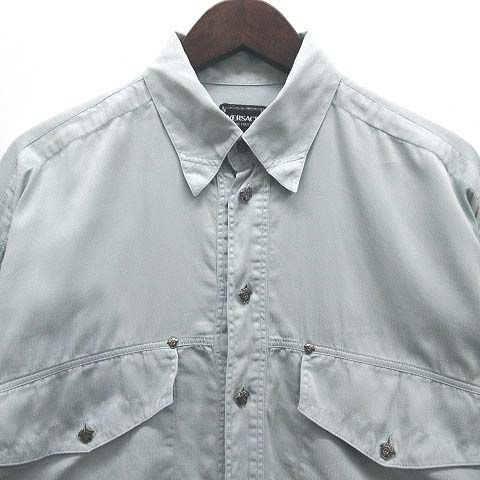 Versace Jeans Versace Jeans Couture Medusa Metal Button Pinstripe Long Sleeve