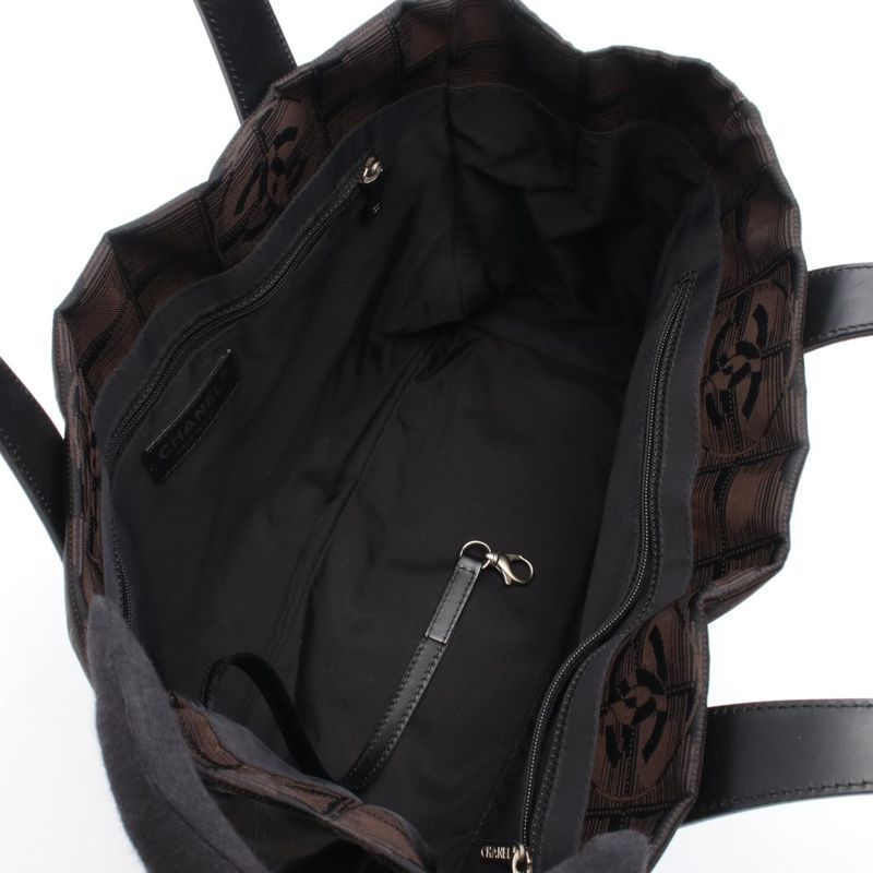 Chanel Tote Bag New Travel Line PM A20457 Dark Brown Canvas Leather New Travel