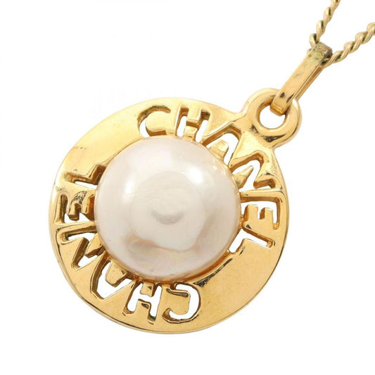 Chanel Necklace Logo GP (gold Plated) Necklace Ladies Used A