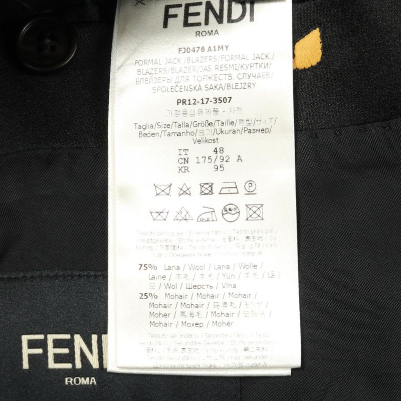 Fendi Tailored Jacket Monster Bugs Eye Shawl Collar Single Breasted Fj0476 A1 my