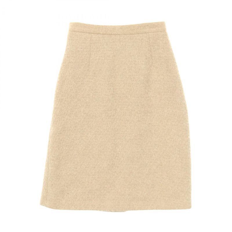 Gucci Skirt Sherry Line Tweed Beige Wool Skirt Women's Used A