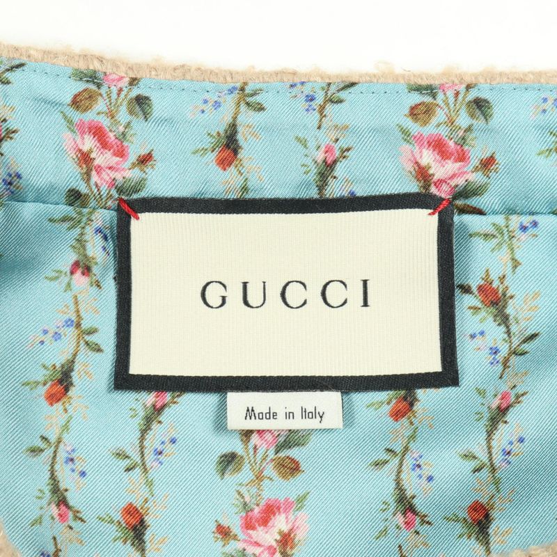 Gucci Skirt Sherry Line Tweed Beige Wool Skirt Women's Used A