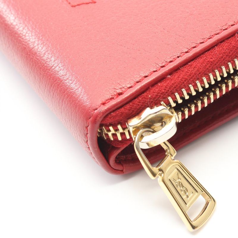 YVES Saint Laurent Bifold Wallet Monogram 352906 Red Leather Bifold Wallet