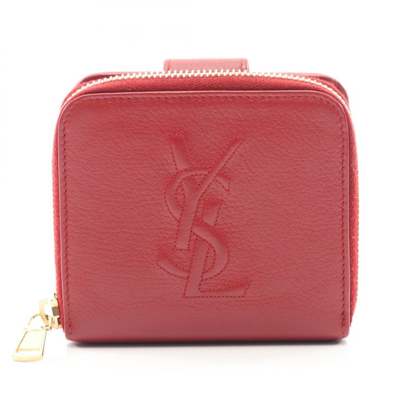 YVES Saint Laurent Bifold Wallet Monogram 352906 Red Leather Bifold Wallet