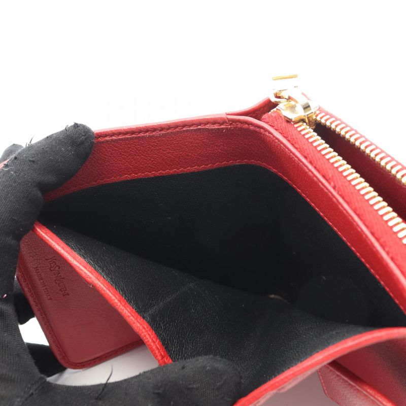 YVES Saint Laurent Bifold Wallet Monogram 352906 Red Leather Bifold Wallet