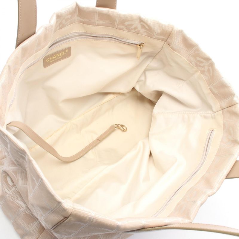 Chanel Tote Bag New Travel Line MM A15991 Beige Canvas Leather New Travel Line