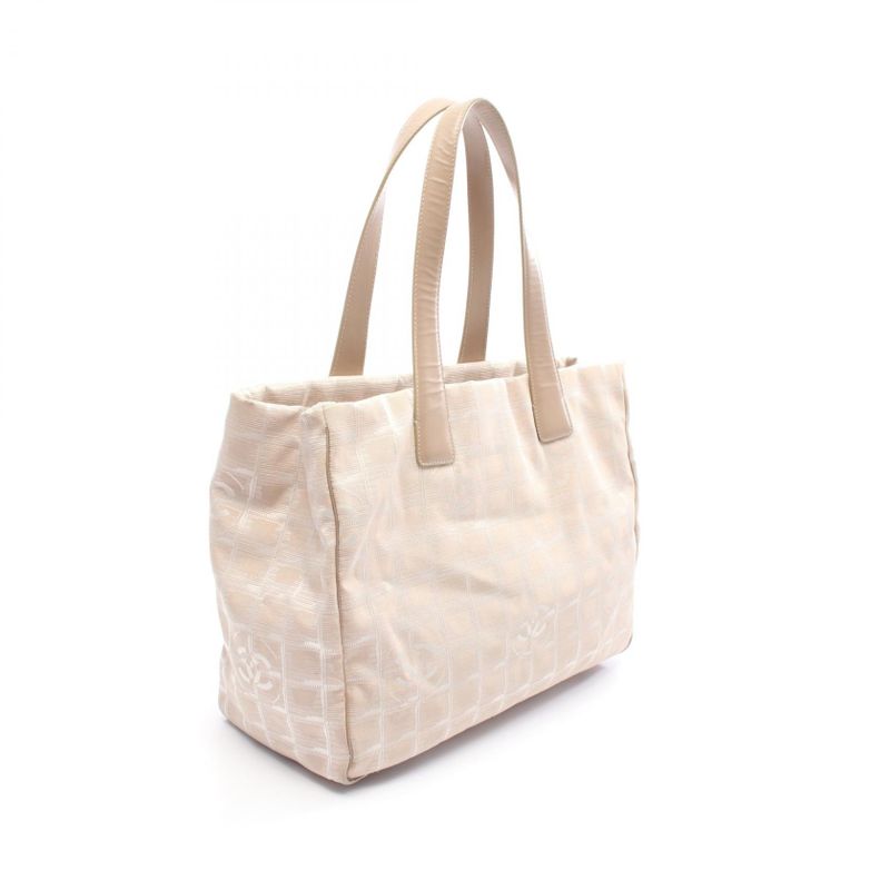 Chanel Tote Bag New Travel Line MM A15991 Beige Canvas Leather New Travel Line