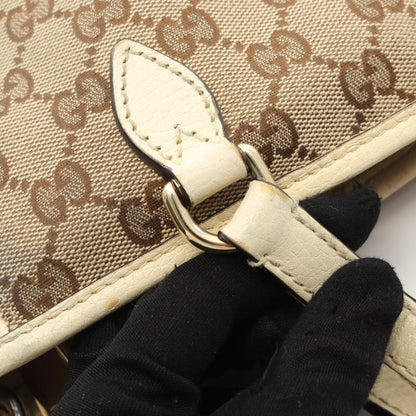 Gucci Tote Bag Brie GG Canvas 449241 Beige Ivory Canvas Leather Brie 2way