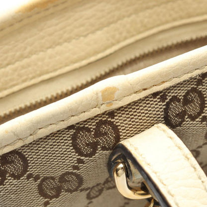 Gucci Tote Bag Brie GG Canvas 449241 Beige Ivory Canvas Leather Brie 2way