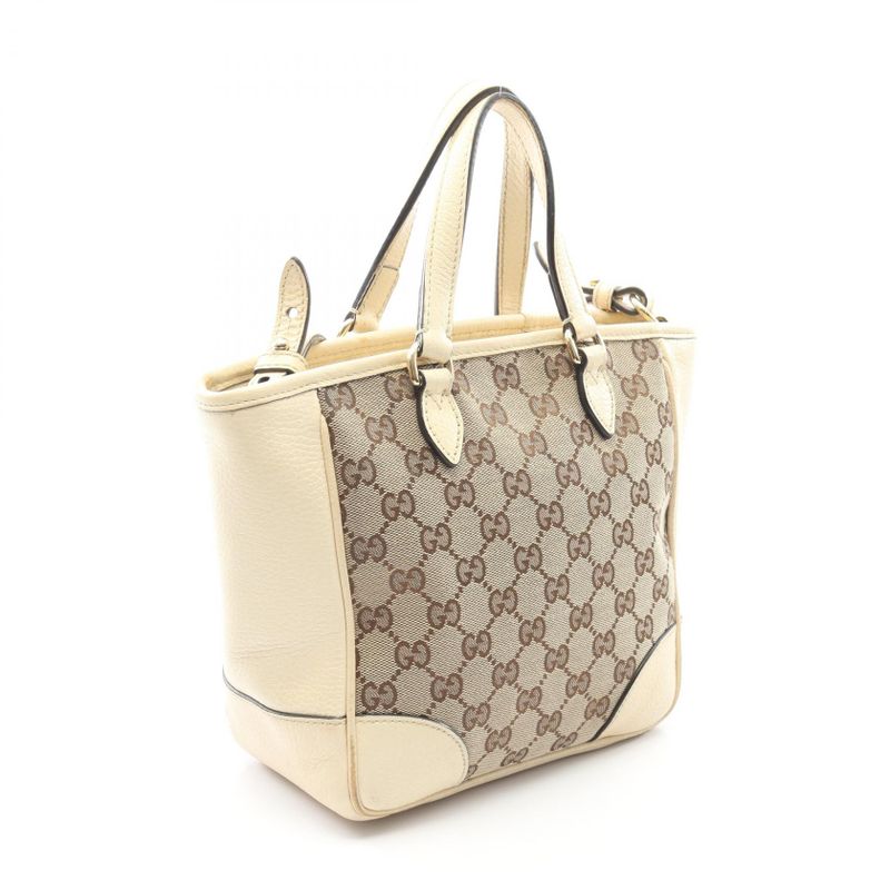 Gucci Tote Bag Brie GG Canvas 449241 Beige Ivory Canvas Leather Brie 2way