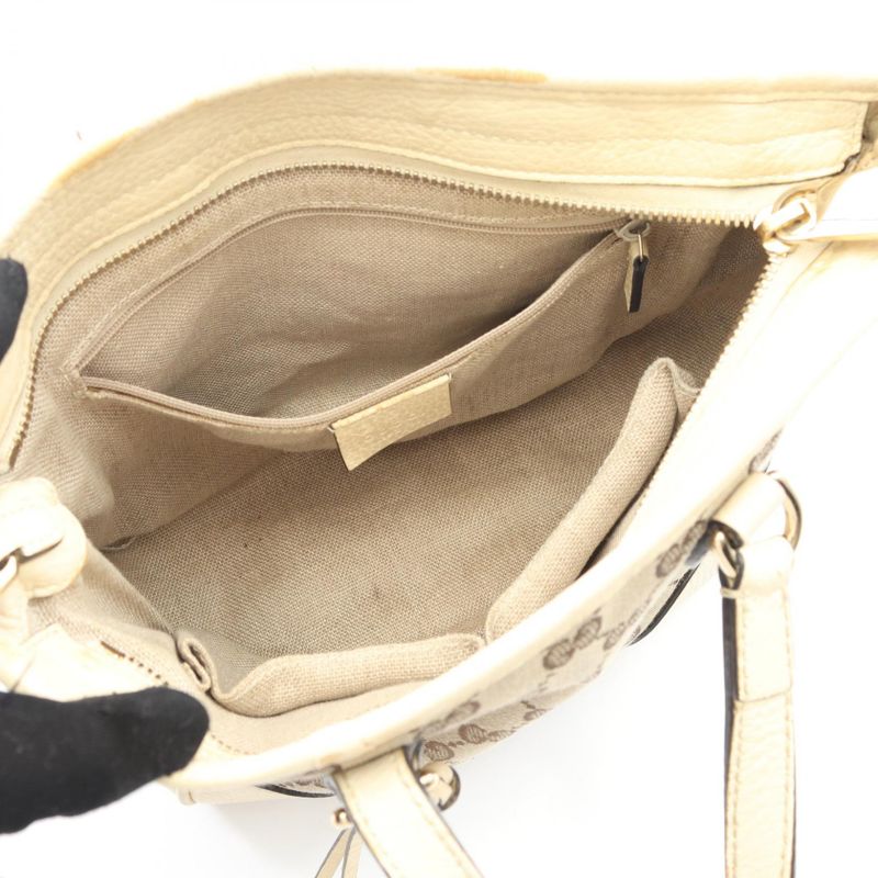 Gucci Tote Bag Brie GG Canvas 449241 Beige Ivory Canvas Leather Brie 2way